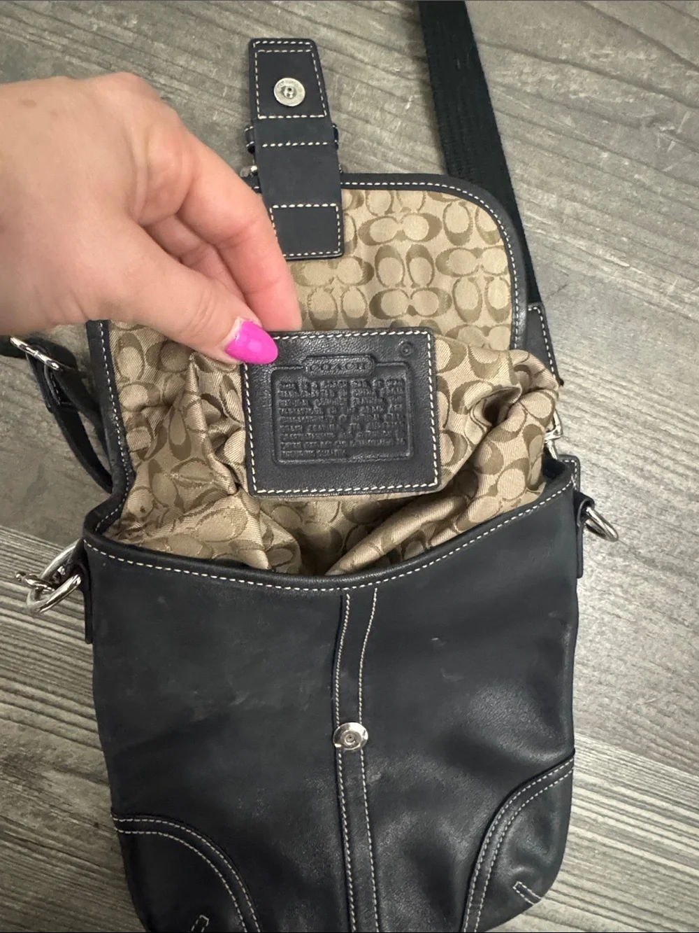 Coach Vintage Soho Black Leather Crossbody Bag with Silver Buckle
